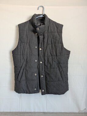 H&M Men's Puffer Vest Wool Blend Black Zipper Button Size M ( True Size Small)
